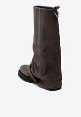 The Attico Robin Mid-Calf Combat Boots in Suede Gray 246WSH00798LBT007AA/T_ATTIC-624