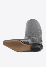 Paris Texas Bettina Knee-High Boots in Croc-Embossed Leather Black PX1363-XCOSM-BLACK