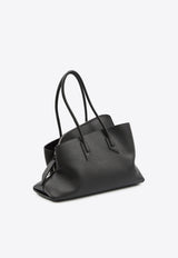 The Attico Medium La Passeggiata Leather Shoulder Bag Black 250WAH00054-LTB117AA-100