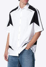 Off-White Race Logo Star Bowling Shirt White OMGG01HS26FAB001/S_OFFW-1000