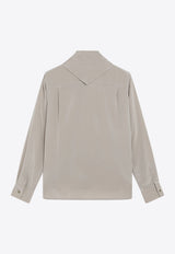 Max Mara Crepe De Chine Silk Blouse with Scarf Gray MXMDRYSI/T_MAXM-035