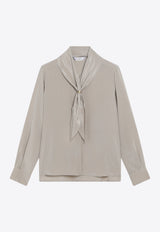 Max Mara Crepe De Chine Silk Blouse with Scarf Gray MXMDRYSI/T_MAXM-035
