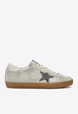 Golden Goose DB Super Star Distressed Sneakers with Glittered Star Beige GWF00101F007202/T_GOLDE-15751