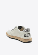 Golden Goose DB Kids Girls Ball-Star Leather Sneakers with Glittered Star Patch Gray GYF00439F004826/T_GOLDE-80185