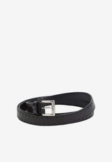 Stitched Leather Pin-Buckle Belt