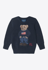 Polo Ralph Lauren Kids Boys Intarsia Knit Polo Bear Sweater Navy 322668286002CO/T_POLOR-HN