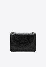 Saint Laurent Medium Niki Crinkled-Effect Leather Shoulder Bag Black 6331580EN04/T_YSL-1000