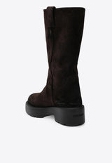 Miu Miu Mid-Calf Suede Boots Dark Brown 5U270E0550B2/T_MIU-F0003