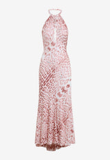 Leopard Print Halterneck Midi Dress
