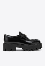 Prada Brushed Leather Loafers Black 1D185OB050055/T_PRADA-F0002