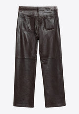 S Max Mara Pesca Straight-Leg Leather Pants Brown SMMPESCALE/T_MAXS-001