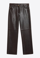 S Max Mara Pesca Straight-Leg Leather Pants Brown SMMPESCALE/T_MAXS-001