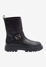 Hogan H619 Leather Biker Boots Black HXW6190FC40-KXT-B999