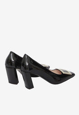 Roger Vivier Belle Vivier 75 Patent Leather Pumps Black RVW71300920-D1P-B999
