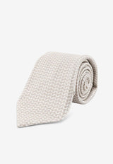 Kiton Ciro Paone Silk Logo Tie White UCRVKRC07L6001_Red_42176759