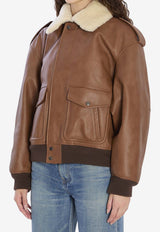 Saint Laurent Shearling Leather Bomber Jacket Brown 843525-YCTE2-2146