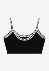 Versace Jacquard-Trimmed Crop Top Black 10253561A18357/T_VERSA-1B000