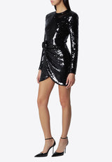 ROTATE Sequined Rosette Mini Dress Black 116141100BCR1351/T_ROTAT-100