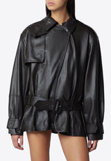 ROTATE High-Collar Biker Jacket Dark Brown 1158171667BCR2091/T_ROTAT-1667