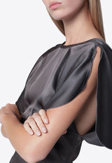 Victoria Beckham Bela Fitted Satin Top Gray 1126WTP006579ASI/T_VIBEC-OR