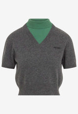 Layered V-neck Turtleneck Sweater