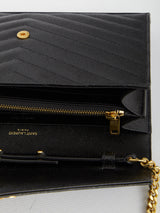 Saint Laurent Cassandre Matelassé Leather Chain Clutch Black 377828-BOW01-1000