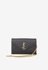 Saint Laurent Cassandre Matelassé Leather Chain Clutch Black 377828-BOW01-1000