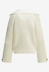 Brunello Cucinelli Openwork V-neck Sweater White M89302602C2723_X_66124744-6521-4e16-be10-9e6b795df34e