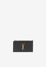 Saint Laurent Cassandre Matelassé Zip Cardholder Black 607915-BOW01-1000