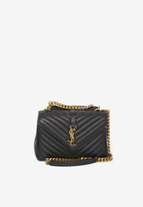 Saint Laurent Medium College Quilted Leather Shoulder Bag Black 600279-BRM07-1000