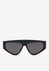 Alaïa Croc-Embossed Mask Aviator Sunglasses Gray AA0097S001_498bc47f-7599-47dd-b63f-4f7e91ba2aaa