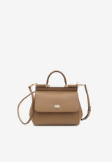 Dolce & Gabbana Small Sicily Handbag in Dauphine Leather Brown BB6003-B1001-8M417