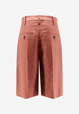 Brunello Cucinelli Knee-Length Linen Shorts Orange MH527P9183C8604_ORANGEFLAME_60024701