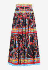 Carretto Print Poplin Maxi Skirt