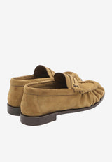 Saint Laurent Le Loafer Suede Penny Loafers Cognac 818908-2W5AC-9808