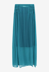 Dries Van Noten Scarlett Silk Sheer Midi Skirt Petrol 2610108473040508_OneColor_54420962