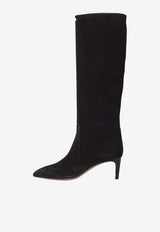 Paris Texas Stiletto 60 Suede Knee-High Boots Black PX504-XV003-BLACK