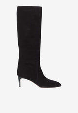 Paris Texas Stiletto 60 Suede Knee-High Boots Black PX504-XV003-BLACK