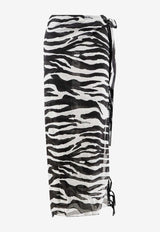 The Attico Zebra Print Fringed Pareo Monochrome 260WCR00140CCC134PR020_Whiteblack_54017498