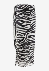 The Attico Zebra Print Fringed Pareo Monochrome 260WCR00140CCC134PR020_Whiteblack_54017498