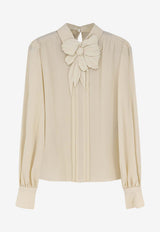 Valentino Silk Flower Buttoned Shirt Vanilla 8B0AEBX021BAD6_Yellow_42176778