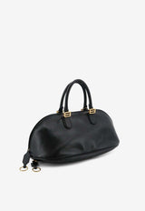 Balenciaga Medium Bolero Calf Leather Bowling Bag Black 8680742ACJS1000_BLACKPLUM_48028977