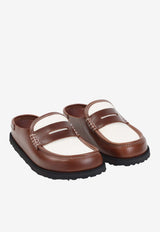 Naples Canvas and Leather Flat Mules