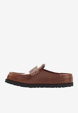 Naples Canvas and Leather Flat Mules