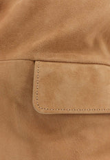 Hugo Boss Mazer Single-Breasted Suede Blazer Brown 50558915264_Mediumbeige_44130320