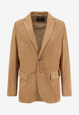 Hugo Boss Mazer Single-Breasted Suede Blazer Brown 50558915264_Mediumbeige_44130320