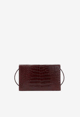 Mini Clutch Bag in Croc-Embossed Leather