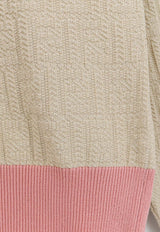 Fendi FF Jacquard V-neck Sweater Ecru FZXE95AW4SF0WC4_ECRU'_42821619