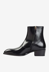 Vincent Burnished Leather Ankle Boots