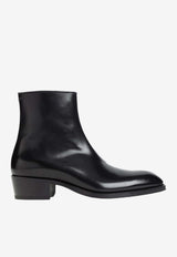 Vincent Burnished Leather Ankle Boots